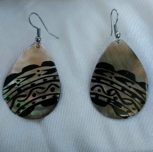 Hand painted Abalone Earrings